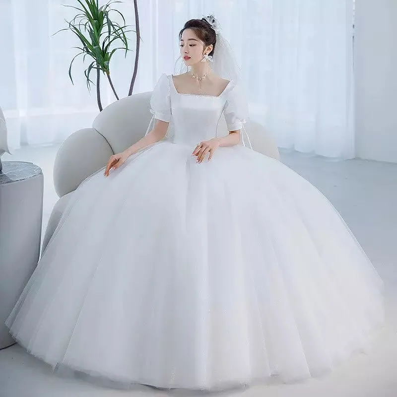 Vintage Court Style Simple Beading Wedding Dress