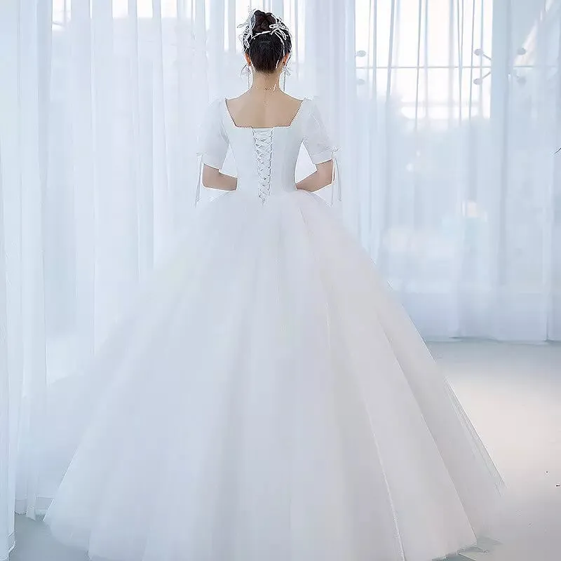 Vintage Court Style Simple Beading Wedding Dress