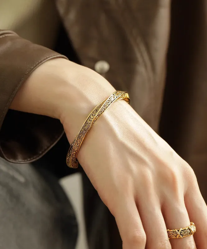 Vintage Gold Antique Gold Bangles Two Piece Set QD036
