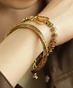 Vintage Gold Antique Gold Bangles Two Piece Set QD036