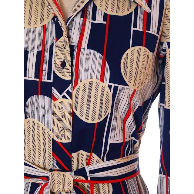 Vintage Lanvin Paris  Dress Geometric Design 1970s 41-37-41