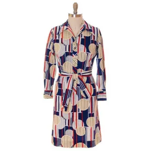 Vintage Lanvin Paris  Dress Geometric Design 1970s 41-37-41