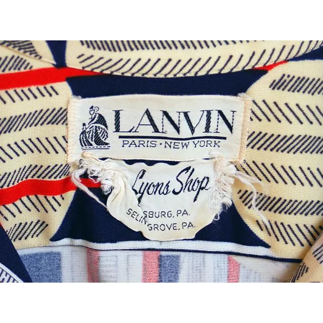 Vintage Lanvin Paris  Dress Geometric Design 1970s 41-37-41
