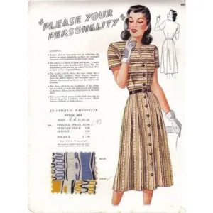 Vintage Maisonette Fabric Swatch 1940s 8x11 683