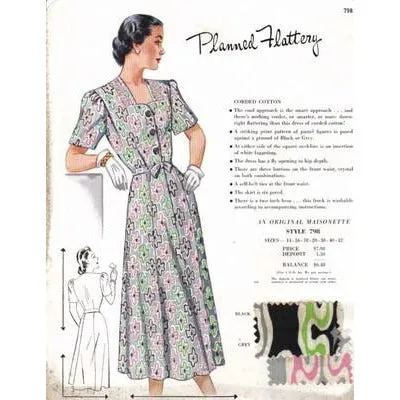 Vintage Maisonette Fabric Swatch 1940s 8x11 798