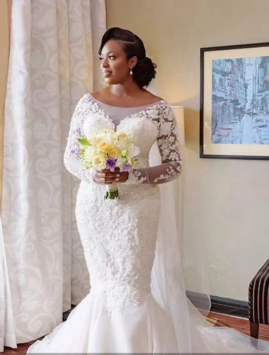 Vintage Mermaid Wedding Dresses with Scoop Neck Design