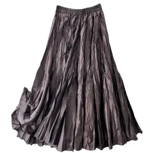Vintage Pleated Maxi Skirt With Oversized Flare