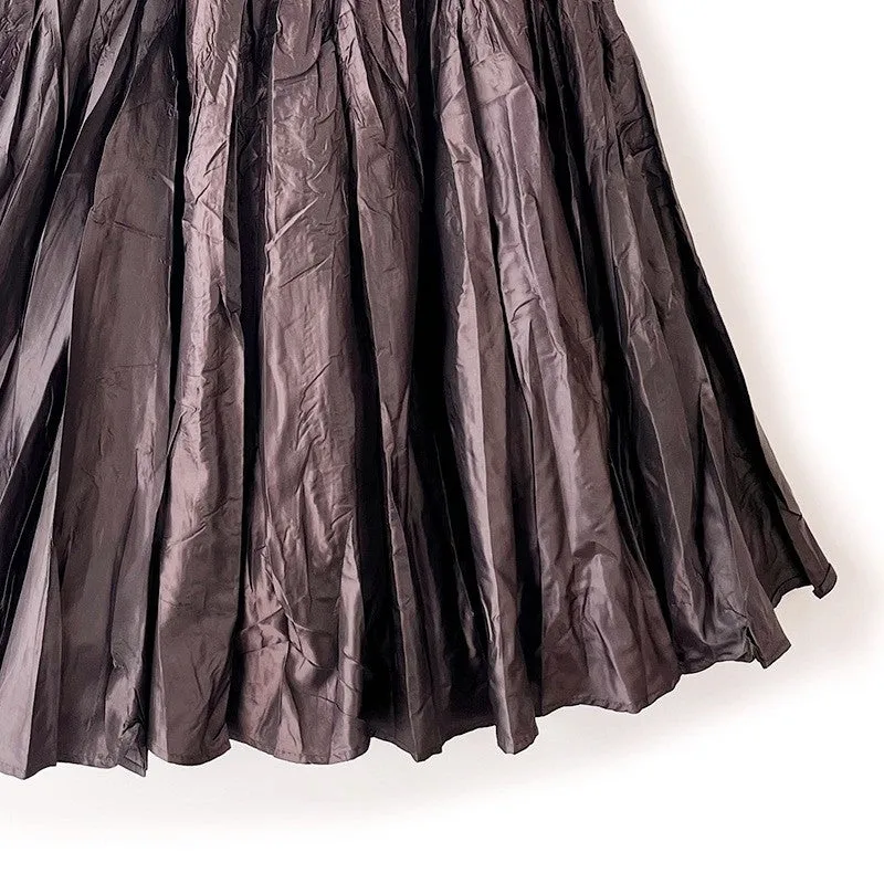 Vintage Pleated Maxi Skirt With Oversized Flare