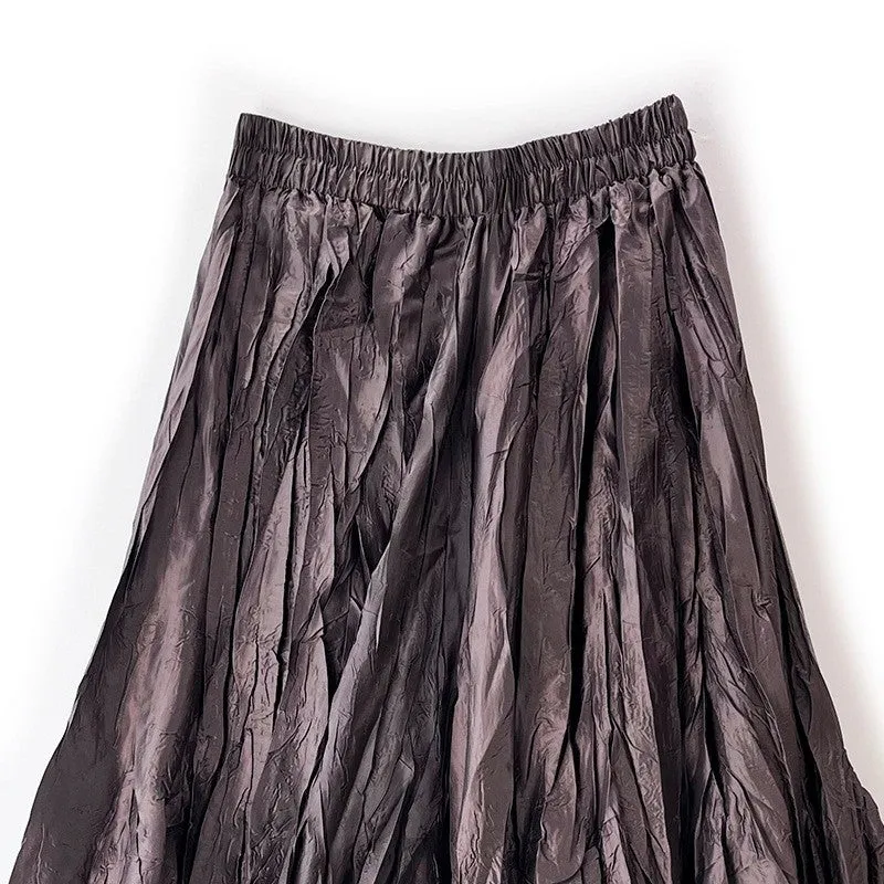 Vintage Pleated Maxi Skirt With Oversized Flare