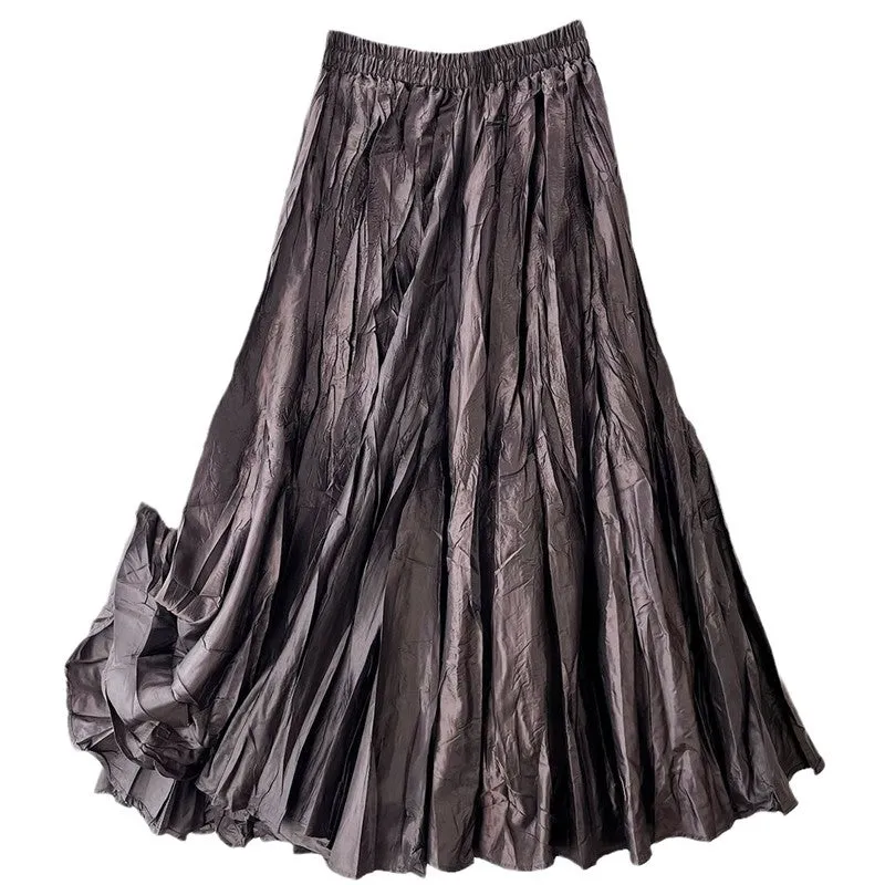 Vintage Pleated Maxi Skirt With Oversized Flare
