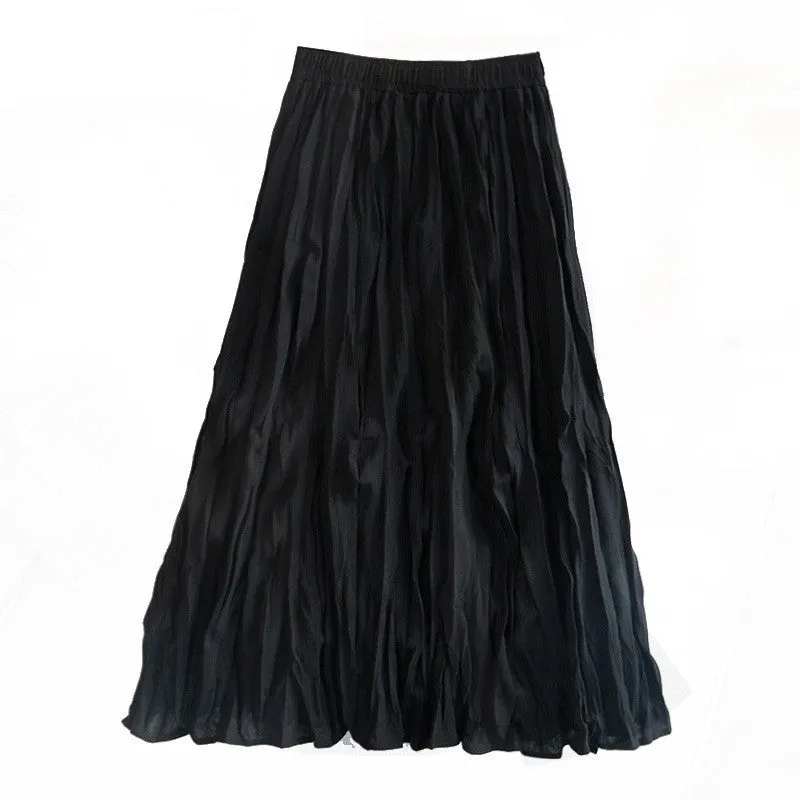 Vintage Pleated Mid-Length A-Line Skirt