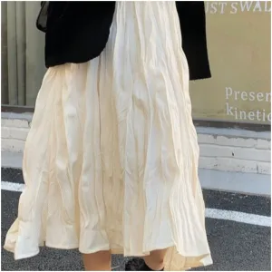 Vintage Pleated Mid-Length A-Line Skirt