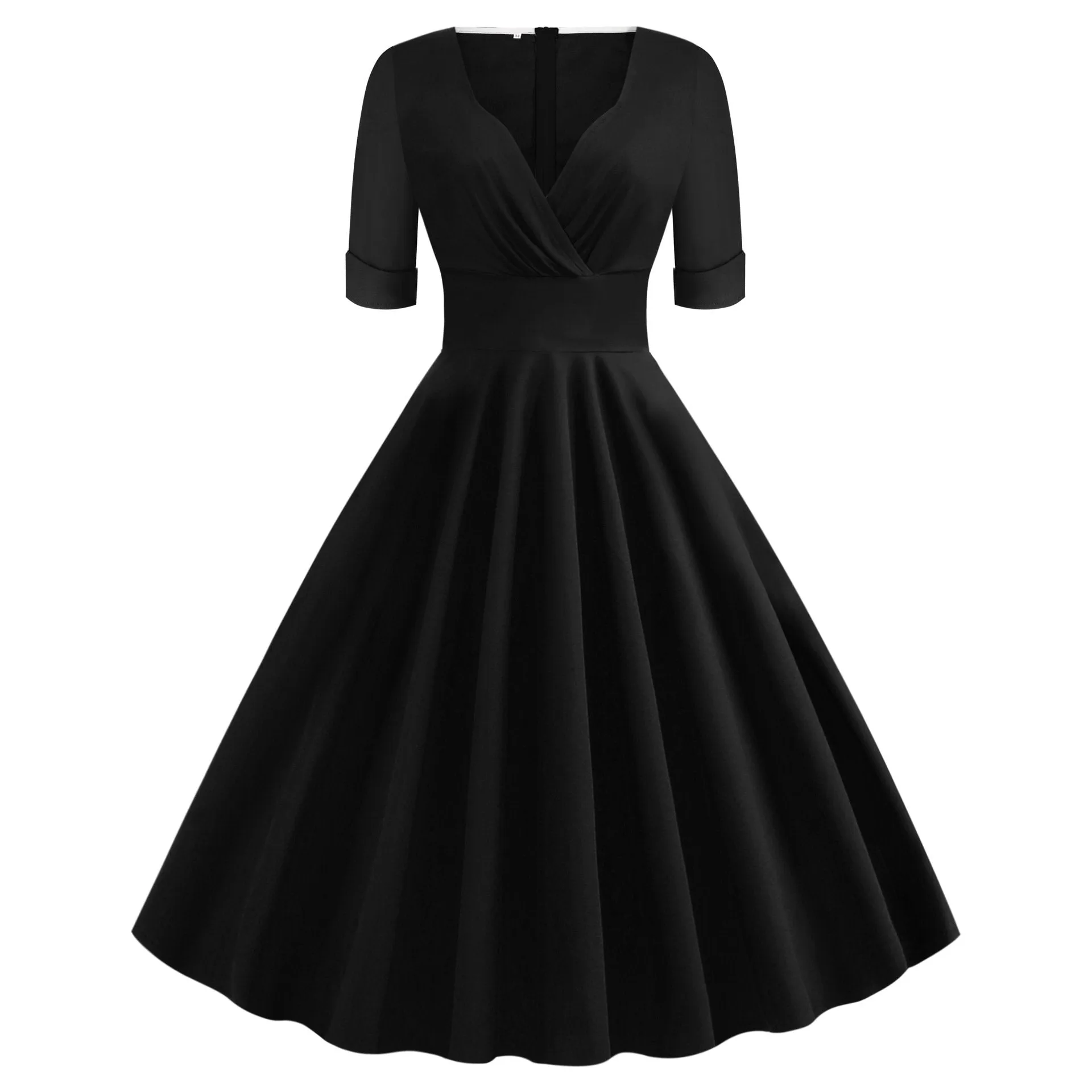 Vintage Short Sleeves V Neck Ball Dresses