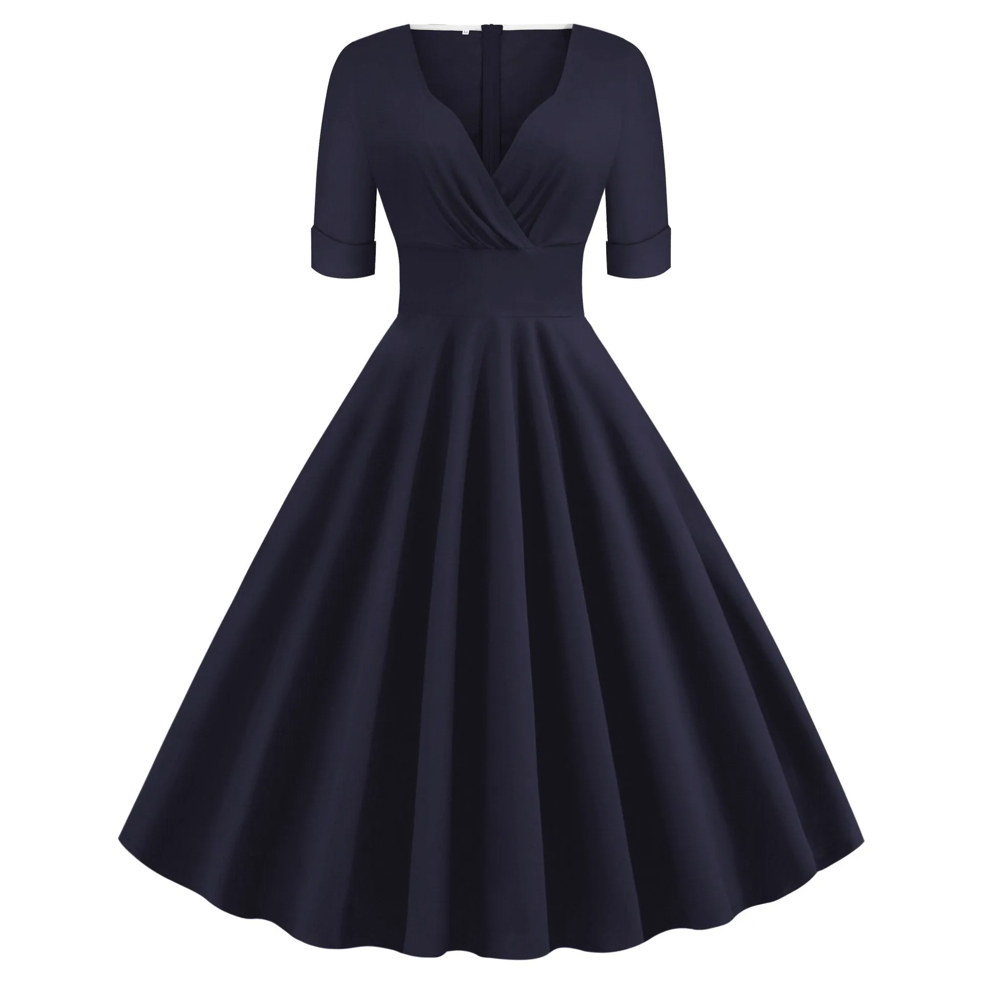 Vintage Short Sleeves V Neck Ball Dresses