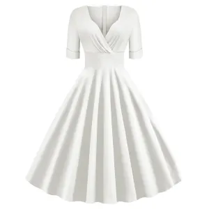 Vintage Short Sleeves V Neck Ball Dresses