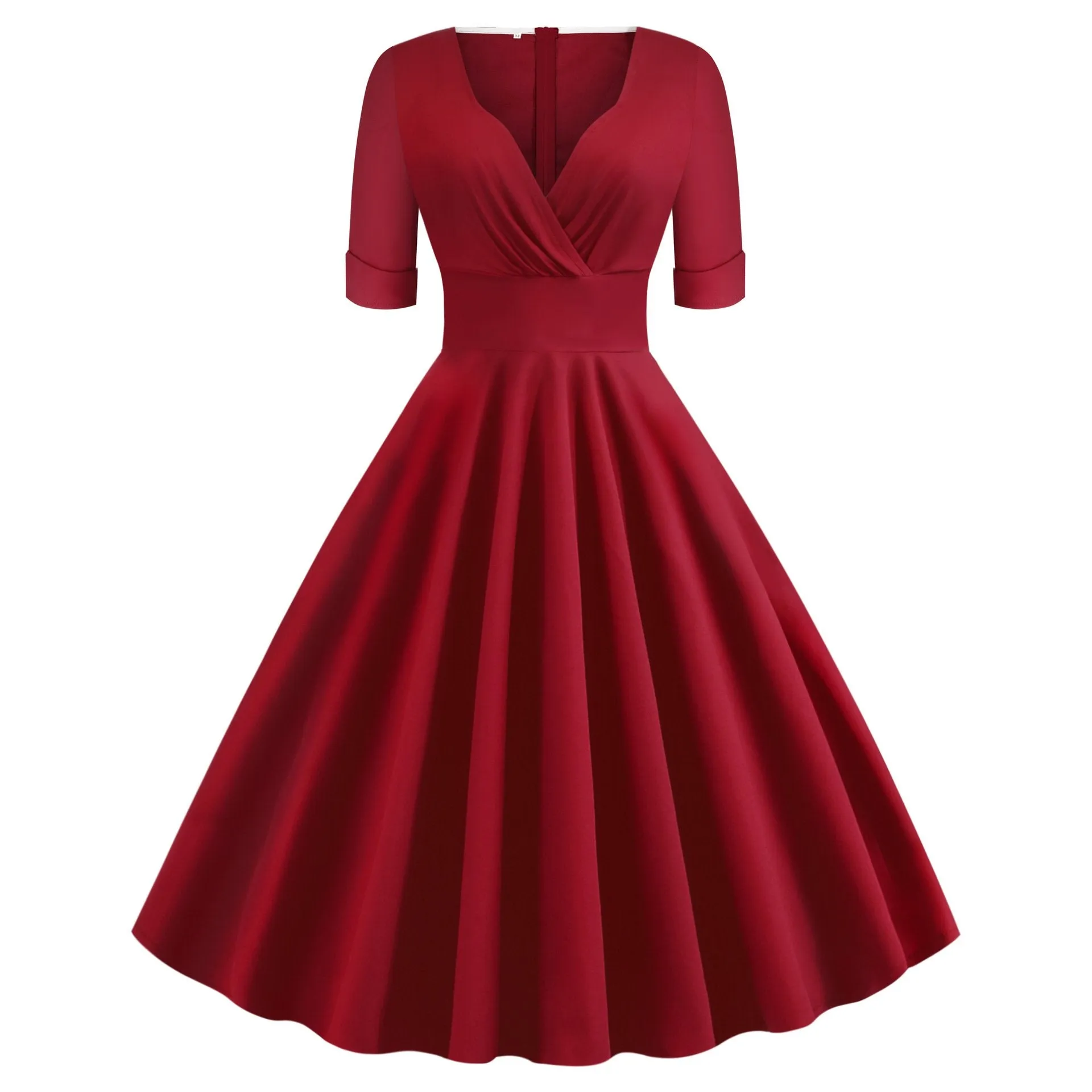 Vintage Short Sleeves V Neck Ball Dresses