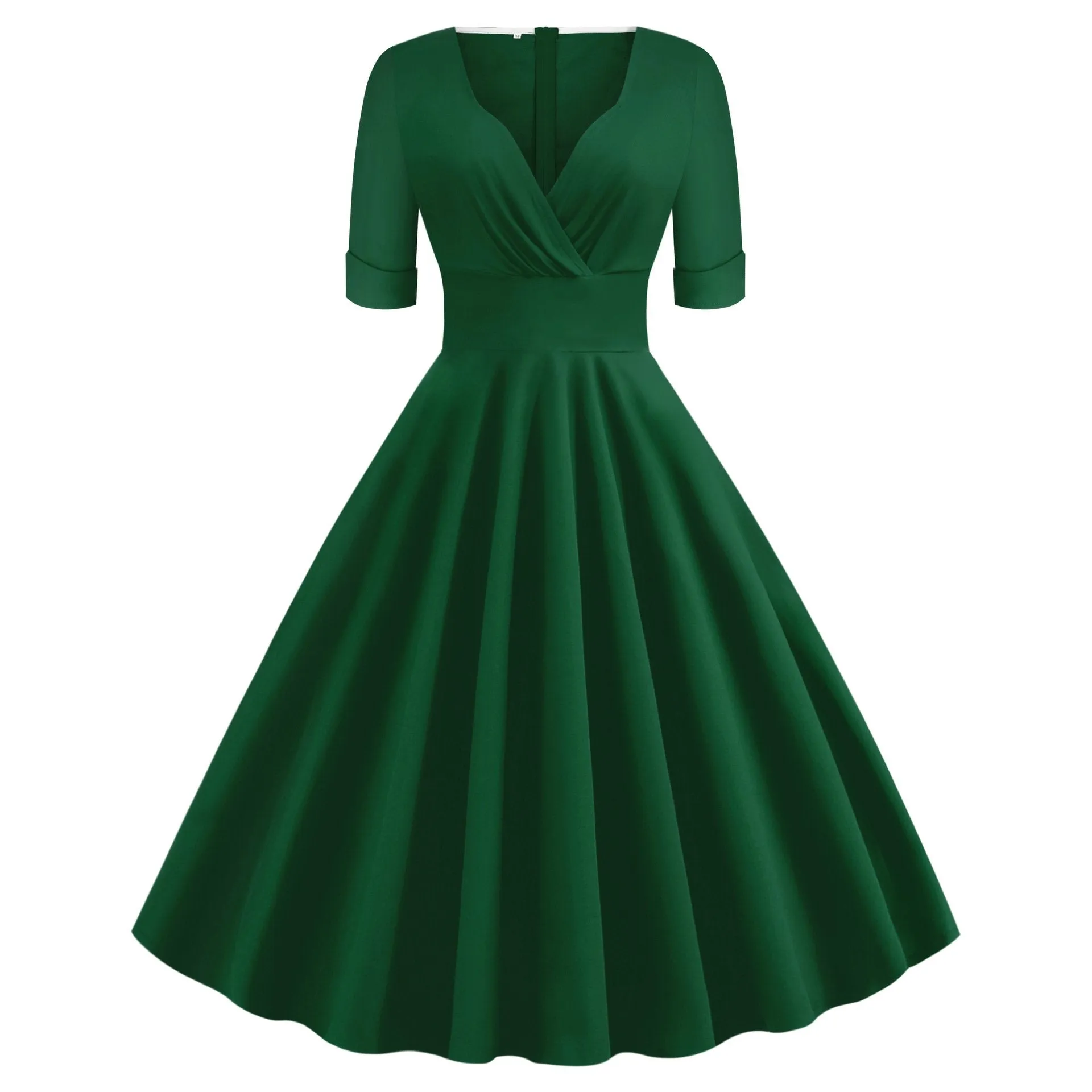 Vintage Short Sleeves V Neck Ball Dresses