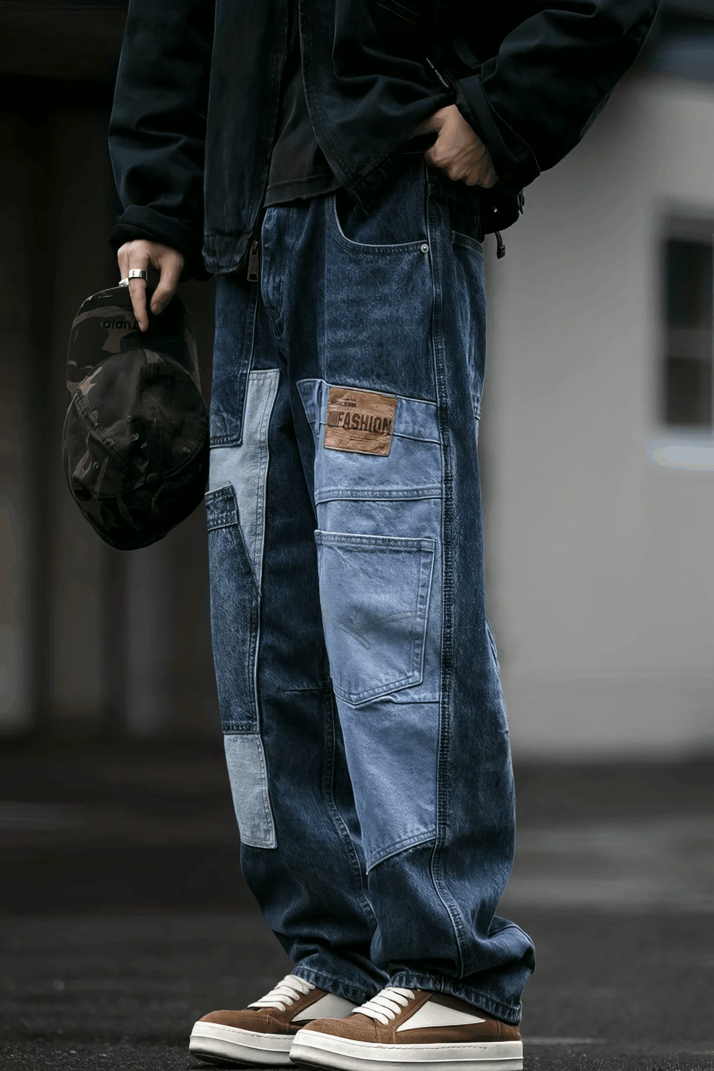 Vintage Washed 15oz Denim Cargo Pants – Loose Fit