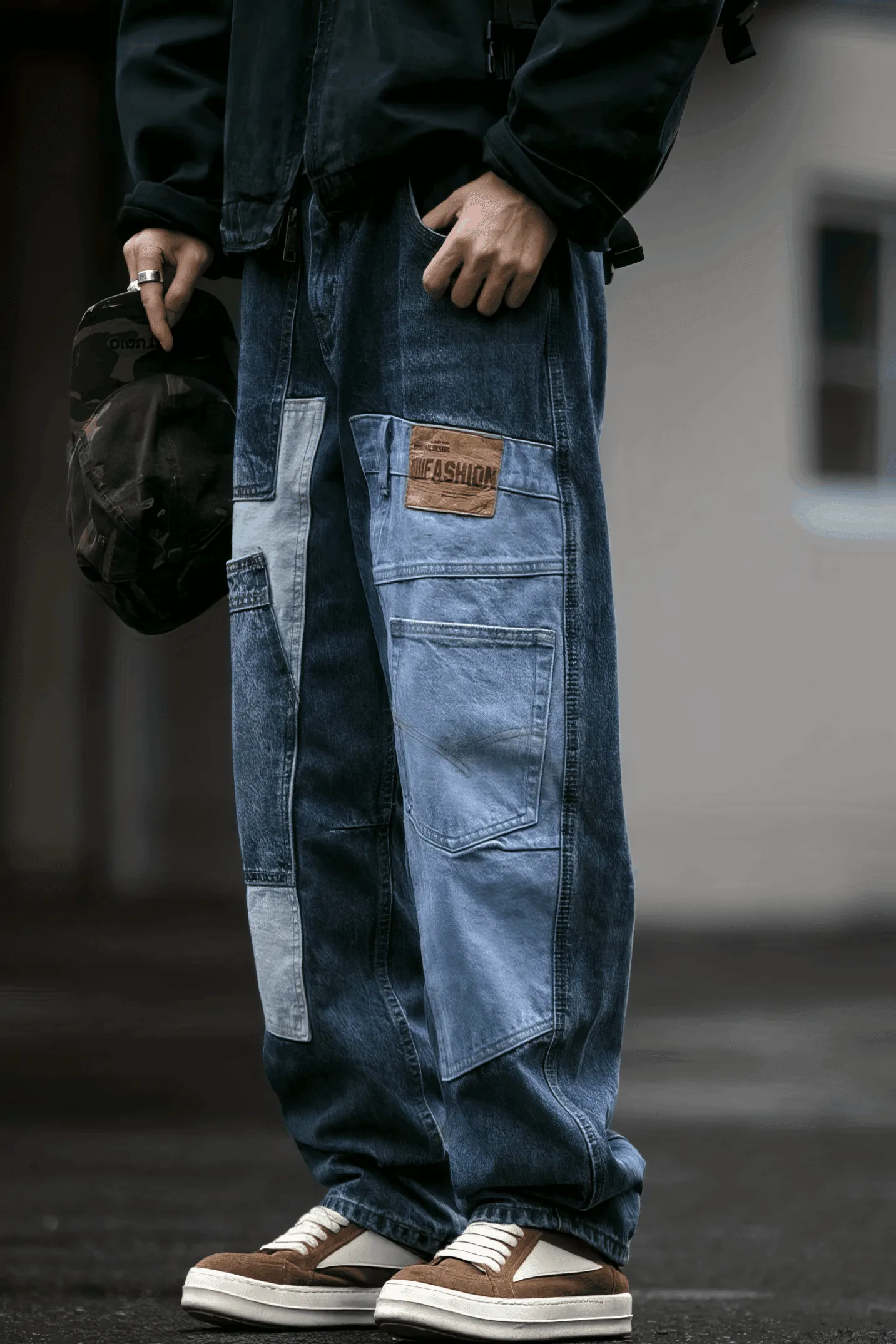 Vintage Washed 15oz Denim Cargo Pants – Loose Fit