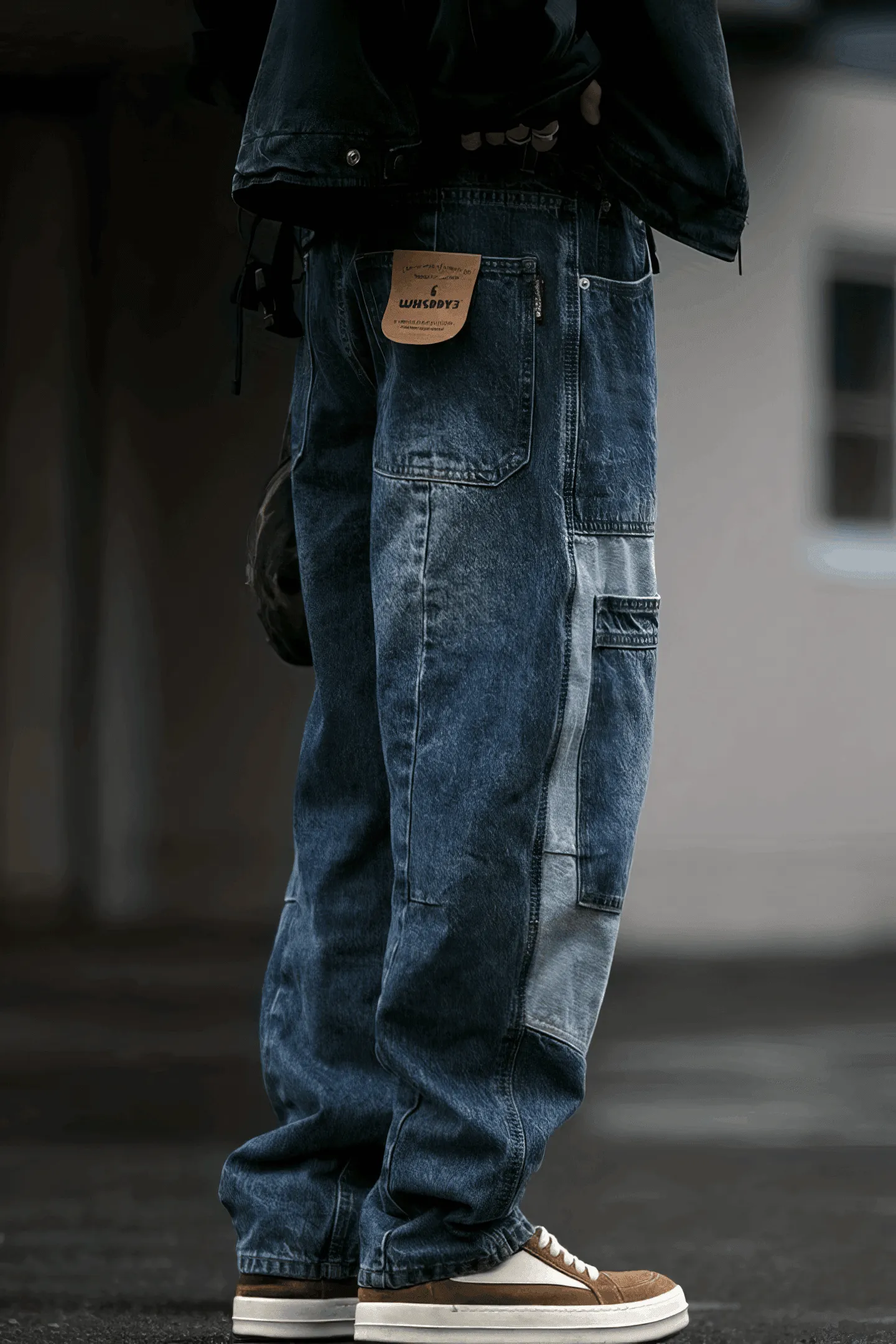 Vintage Washed 15oz Denim Cargo Pants – Loose Fit