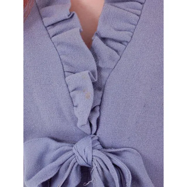 Vintage Wool Dress Gray Blue Early 1940s Small