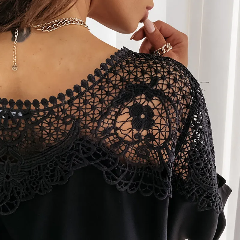 Vivian – Elegant Women's Lacey Shoulder Blouse