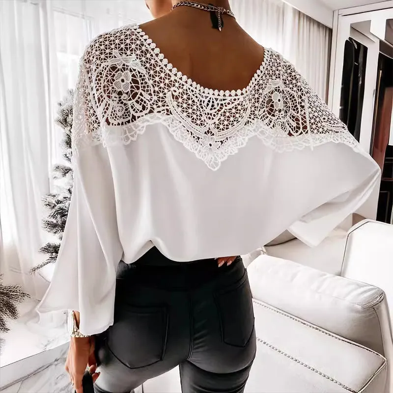 Vivian – Elegant Women's Lacey Shoulder Blouse