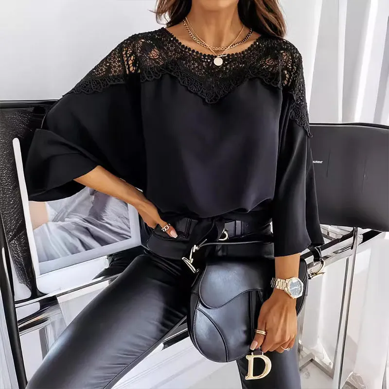 Vivian – Elegant Women's Lacey Shoulder Blouse