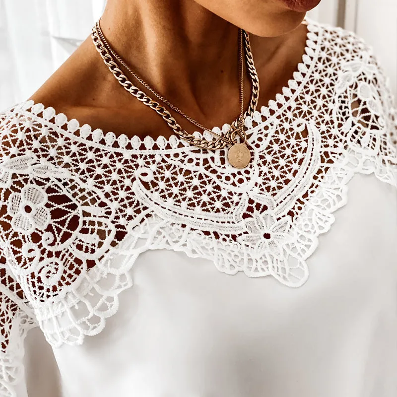 Vivian – Elegant Women's Lacey Shoulder Blouse