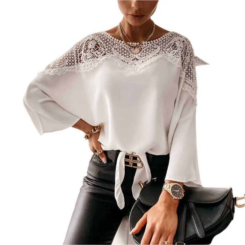 Vivian – Elegant Women's Lacey Shoulder Blouse