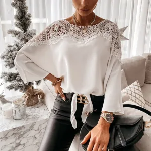 Vivian – Elegant Women's Lacey Shoulder Blouse
