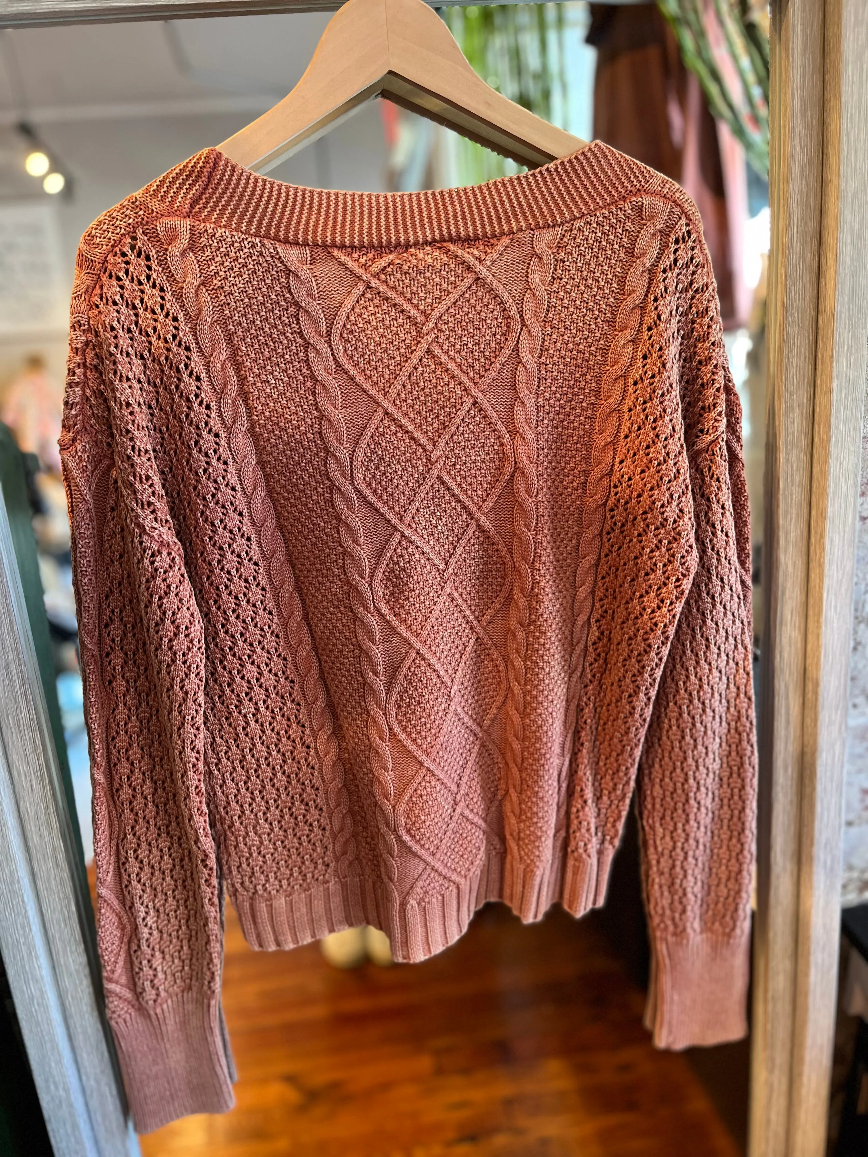 Washed Crop Cardigan- Baked Clay