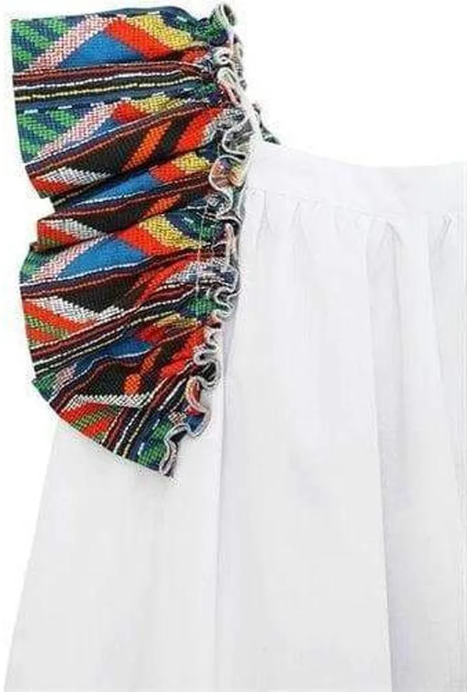 White Aztec Summer Dress