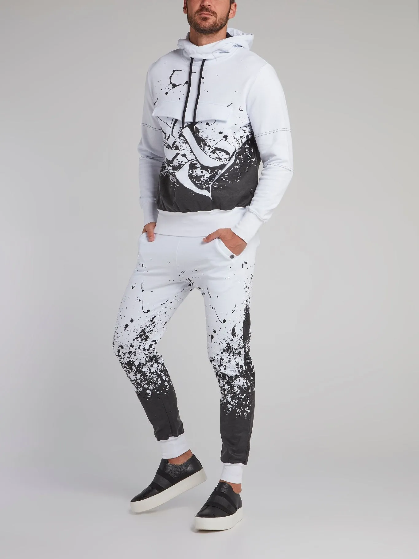 White Contrast Paint Splatter Tracksuit