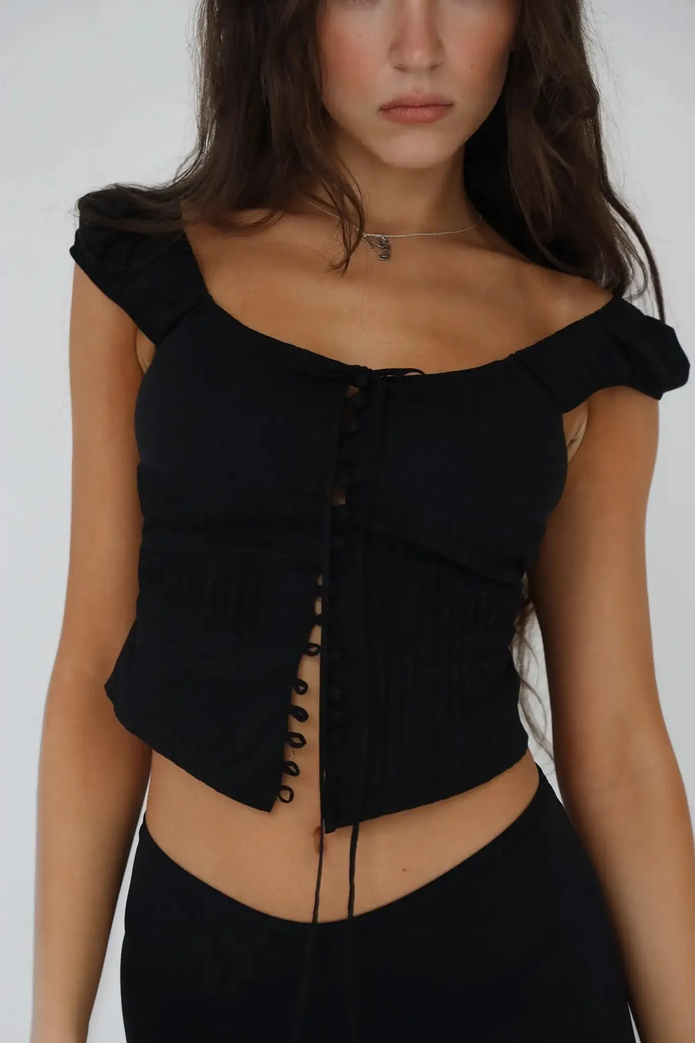 White Lace-Up Crop top