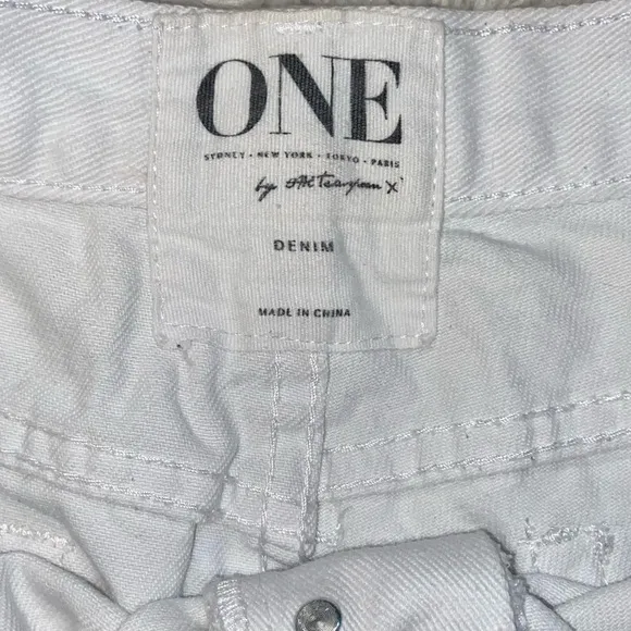 White One Teaspoon Distressed Bronzed Bandit Shorts