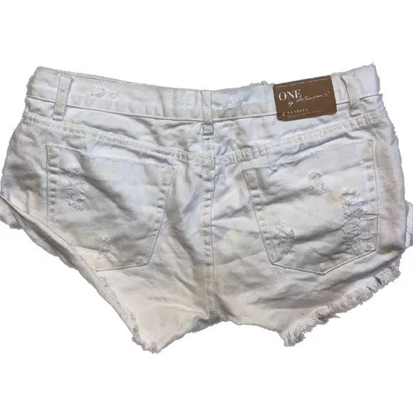 White One Teaspoon Distressed Bronzed Bandit Shorts