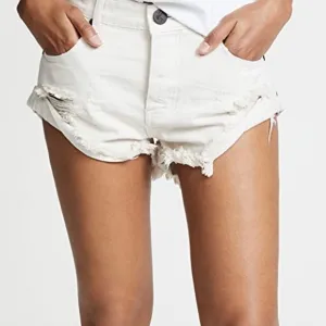 White One Teaspoon Distressed Bronzed Bandit Shorts
