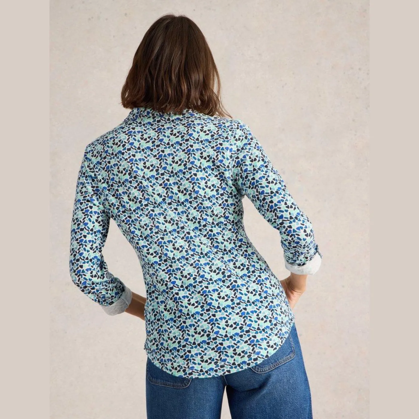 White Stuff Annie Blue Multi Jersey Shirt