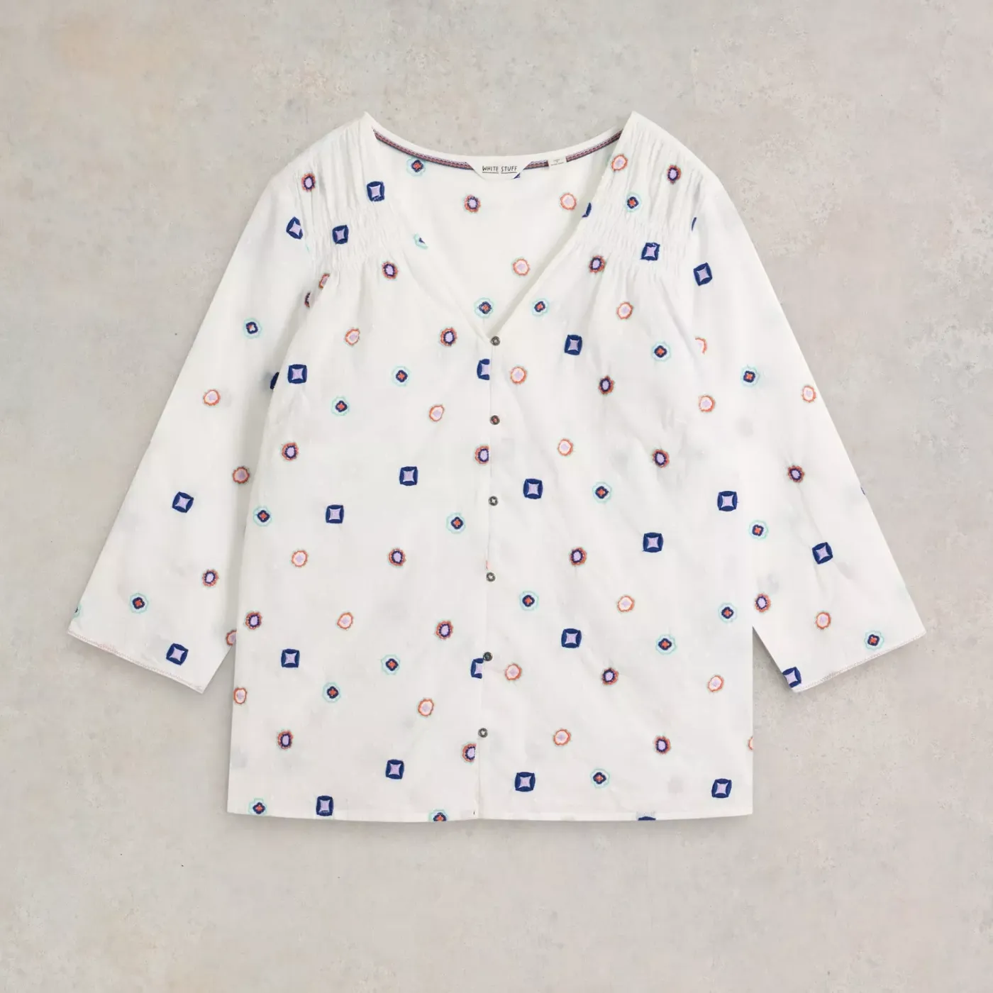 Whitestuff Rae Organic Cotton Top | Ivory