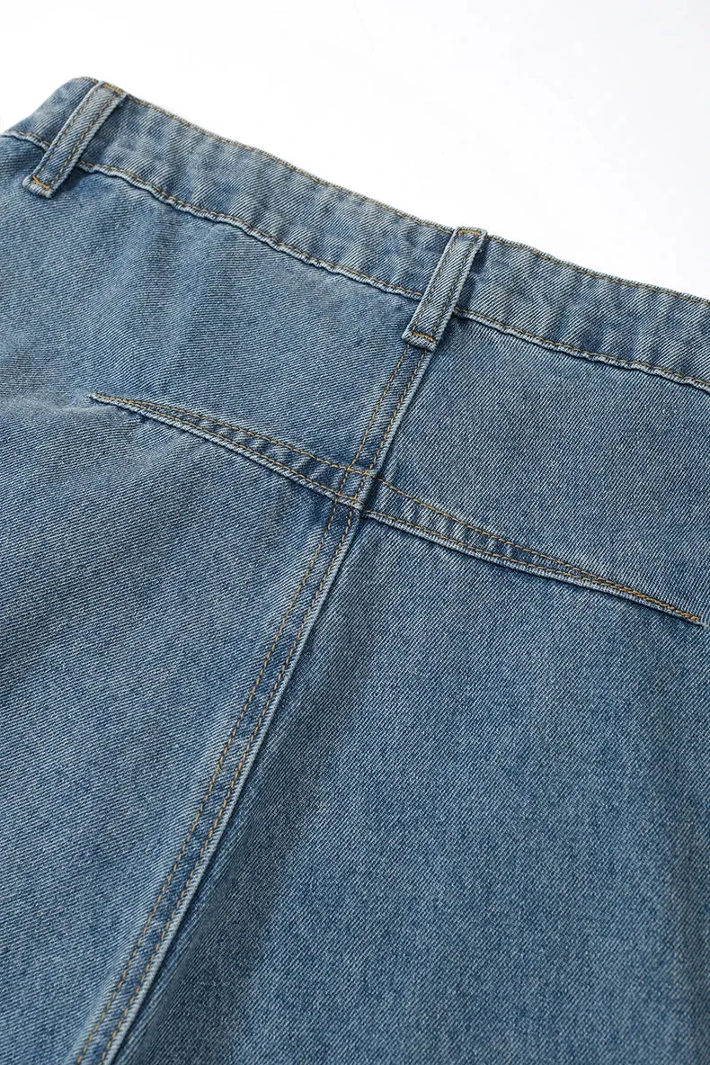 Wide Baggy Washed Straight Jeans