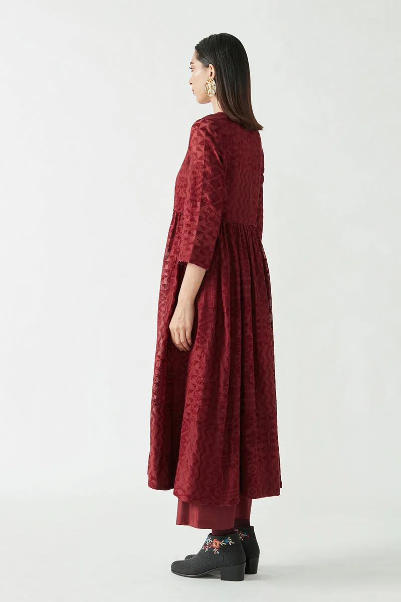 Wine Eissa Embroidered Kurta Set