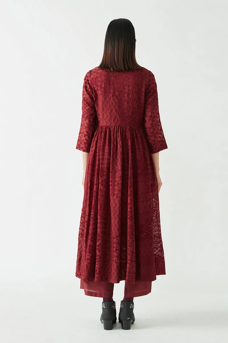 Wine Eissa Embroidered Kurta Set