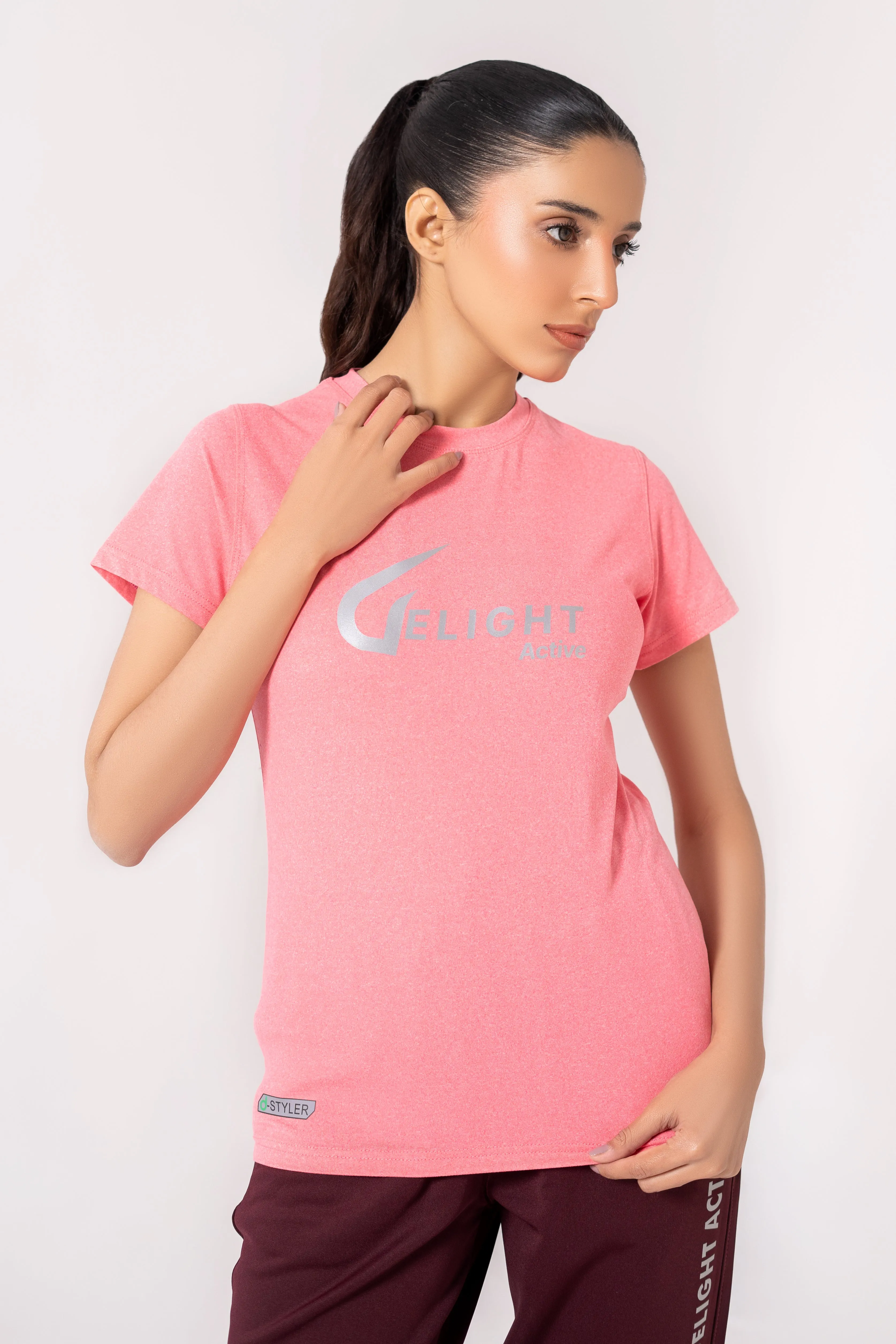 Women Active Wear t Shirt Melange pink