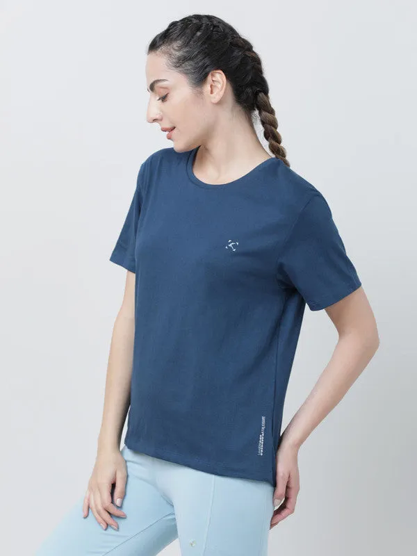 Women Aqua Blue Solid Tops & T-shirts- RUSH TEE-C_AB