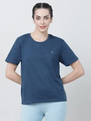 Women Aqua Blue Solid Tops & T-shirts- RUSH TEE-C_AB