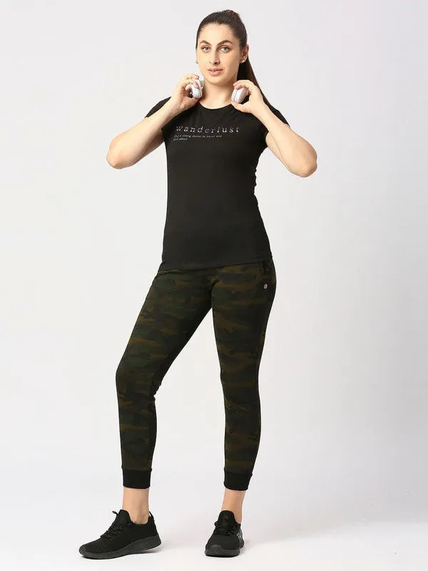 Women Black Solid Sports Top - Balance Tee-BK