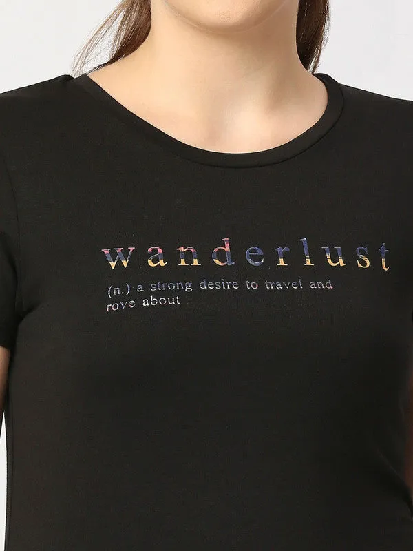 Women Black Solid Sports Top - Balance Tee-BK
