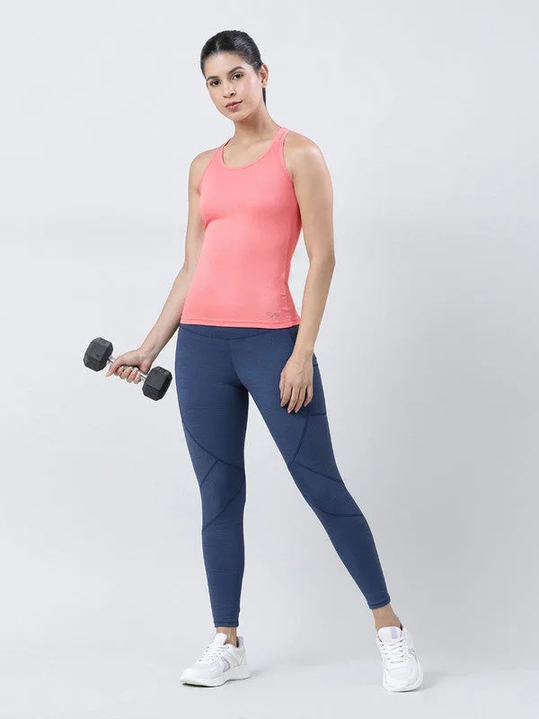 Women Coral Pink Solid Top-RACER BACK MK-CP