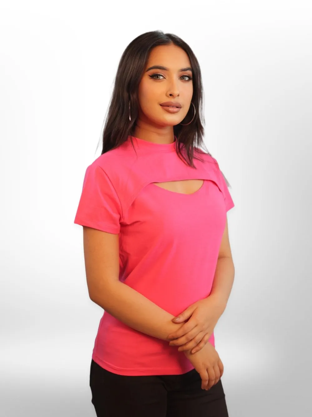 Women Cut Out Tops Half Sleeve